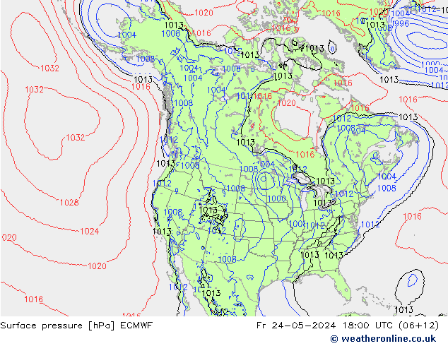 Bodendruck ECMWF Fr 24.05.2024 18 UTC