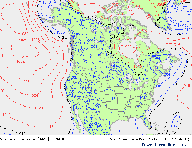 Surface pressure ECMWF Sa 25.05.2024 00 UTC