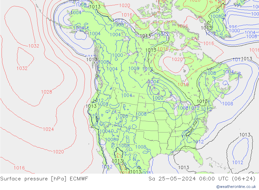 Bodendruck ECMWF Sa 25.05.2024 06 UTC