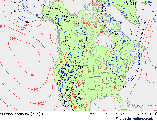 Surface pressure ECMWF We 29.05.2024 06 UTC