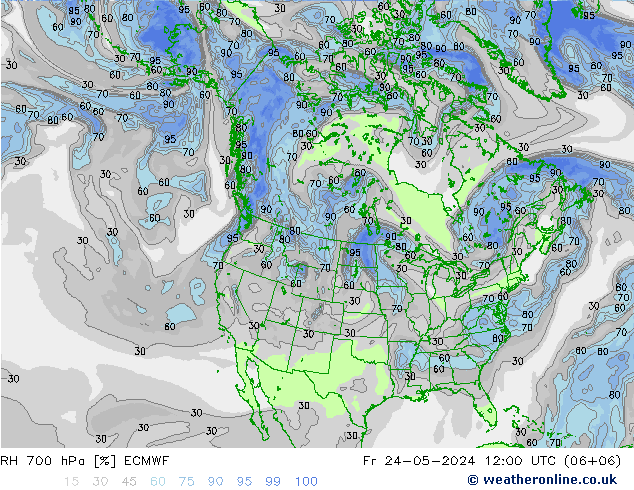 RH 700 hPa ECMWF Fr 24.05.2024 12 UTC