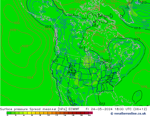 pressão do solo Spread ECMWF Sex 24.05.2024 18 UTC