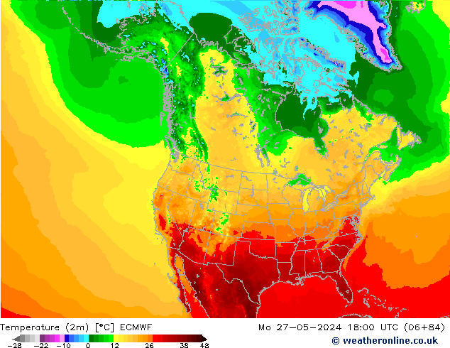 Temperatura (2m) ECMWF lun 27.05.2024 18 UTC