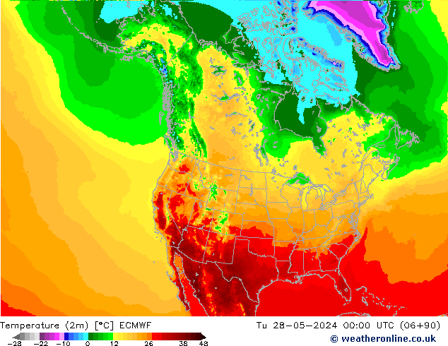 Sıcaklık Haritası (2m) ECMWF Sa 28.05.2024 00 UTC