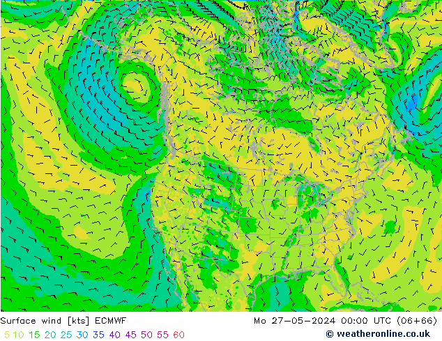 Vento 10 m ECMWF lun 27.05.2024 00 UTC