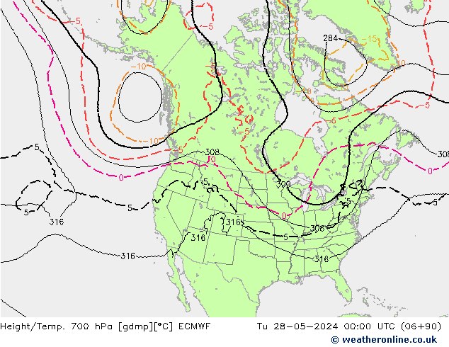 Height/Temp. 700 гПа ECMWF вт 28.05.2024 00 UTC