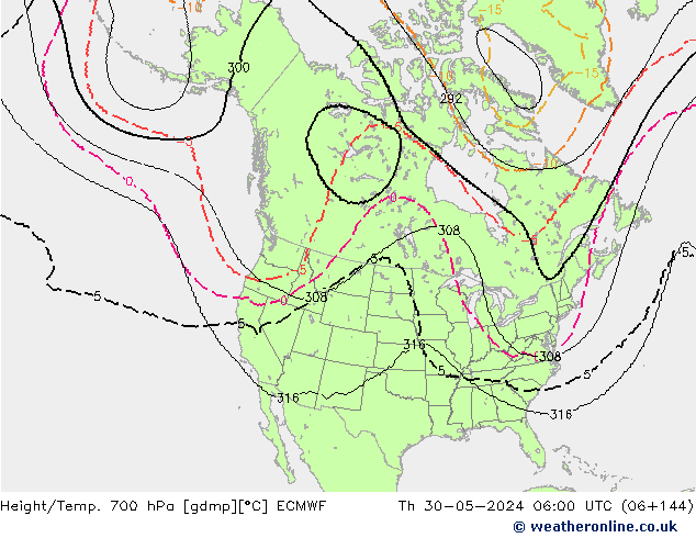 Yükseklik/Sıc. 700 hPa ECMWF Per 30.05.2024 06 UTC