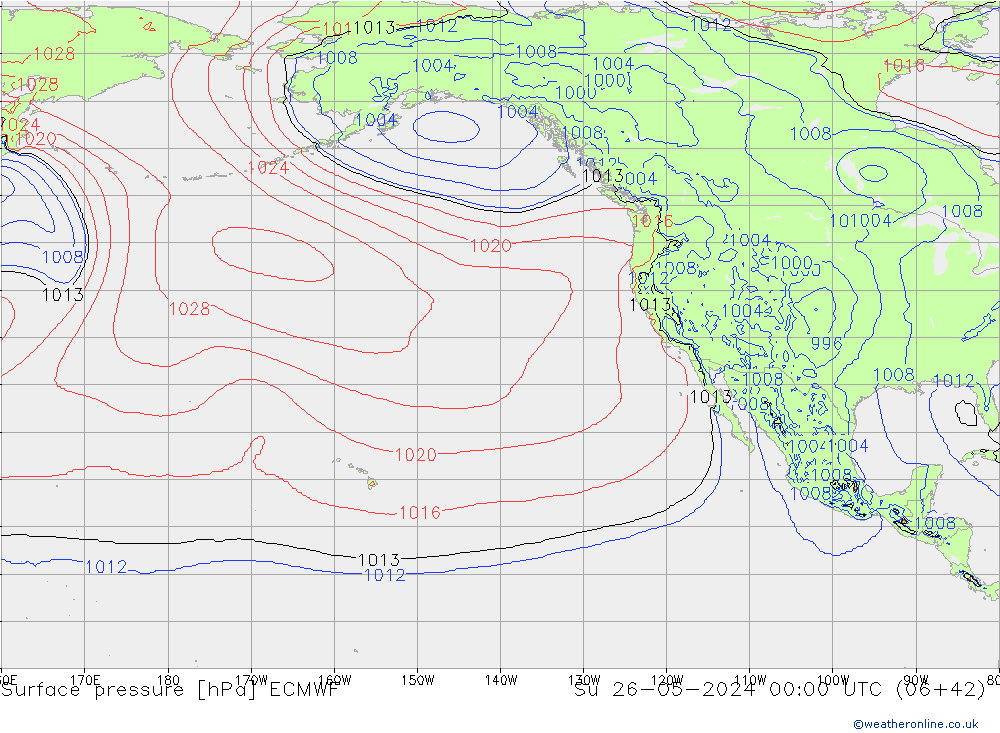 Presión superficial ECMWF dom 26.05.2024 00 UTC