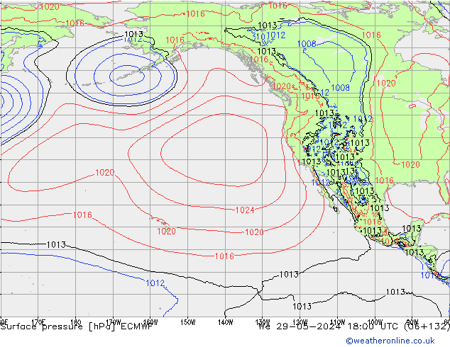 Surface pressure ECMWF We 29.05.2024 18 UTC