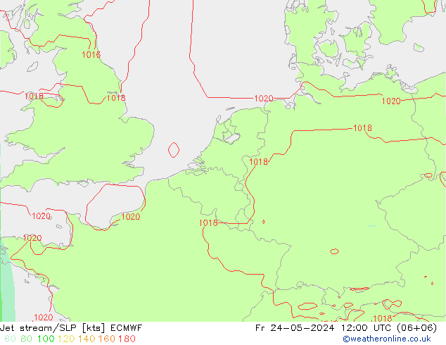 Jet stream/SLP ECMWF Fr 24.05.2024 12 UTC