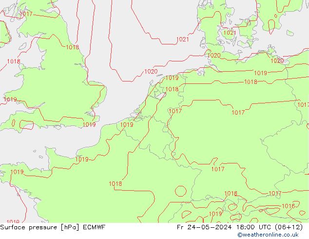 приземное давление ECMWF пт 24.05.2024 18 UTC