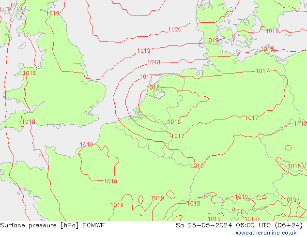 Surface pressure ECMWF Sa 25.05.2024 06 UTC