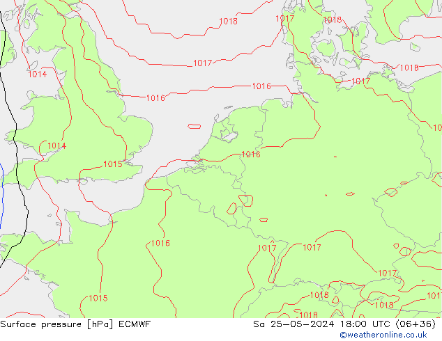 Pressione al suolo ECMWF sab 25.05.2024 18 UTC