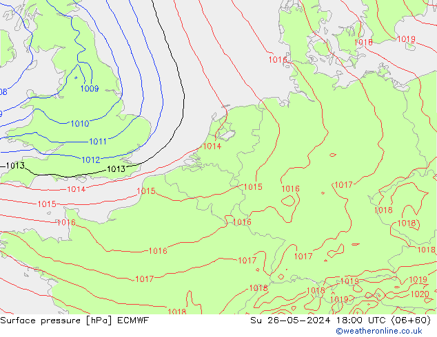 Surface pressure ECMWF Su 26.05.2024 18 UTC