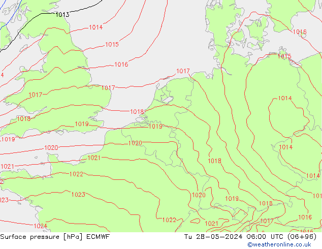 Yer basıncı ECMWF Sa 28.05.2024 06 UTC