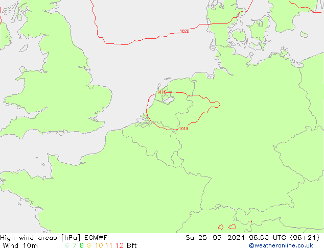 High wind areas ECMWF сб 25.05.2024 06 UTC