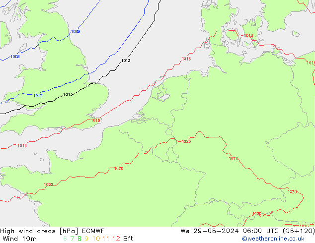 Izotacha ECMWF śro. 29.05.2024 06 UTC
