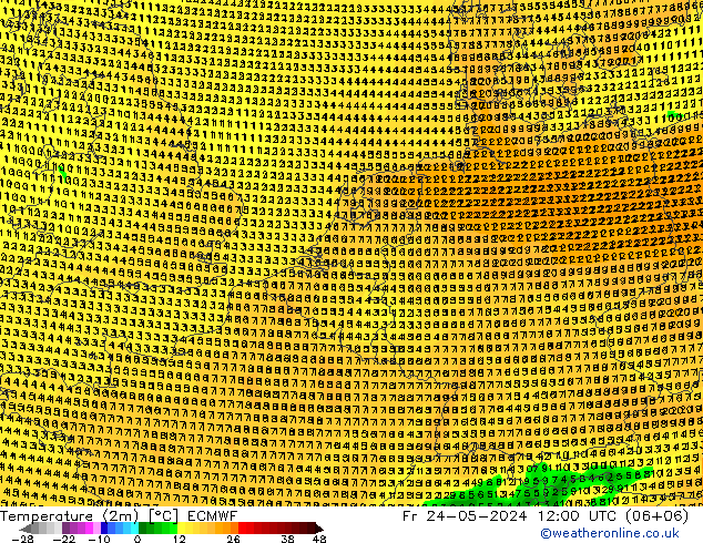 Temperatura (2m) ECMWF Sex 24.05.2024 12 UTC