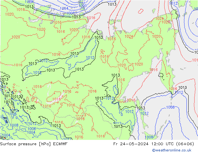 pressão do solo ECMWF Sex 24.05.2024 12 UTC