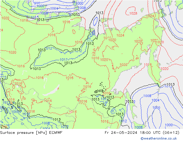 Surface pressure ECMWF Fr 24.05.2024 18 UTC