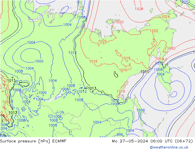 Surface pressure ECMWF Mo 27.05.2024 06 UTC