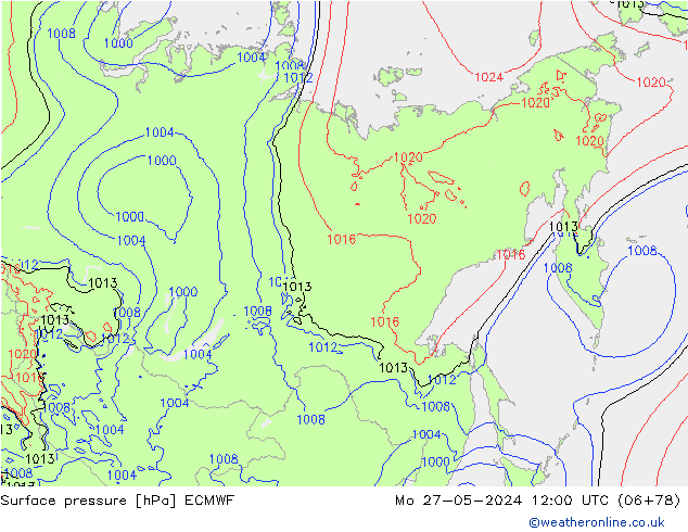 Surface pressure ECMWF Mo 27.05.2024 12 UTC