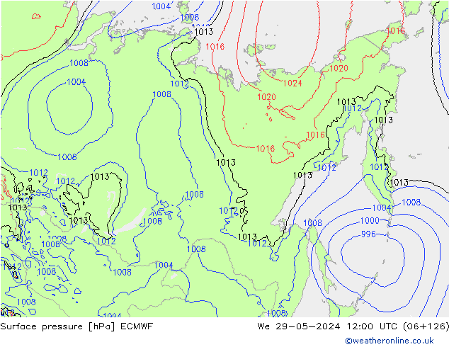 Surface pressure ECMWF We 29.05.2024 12 UTC