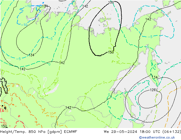 Height/Temp. 850 гПа ECMWF ср 29.05.2024 18 UTC