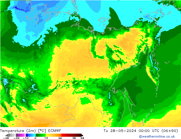 température (2m) ECMWF mar 28.05.2024 00 UTC