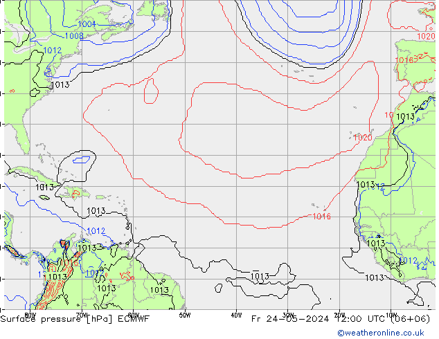 приземное давление ECMWF пт 24.05.2024 12 UTC