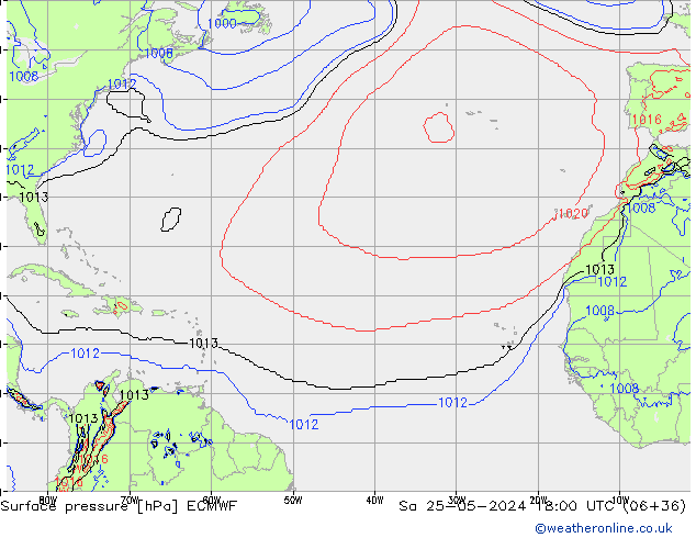 Surface pressure ECMWF Sa 25.05.2024 18 UTC