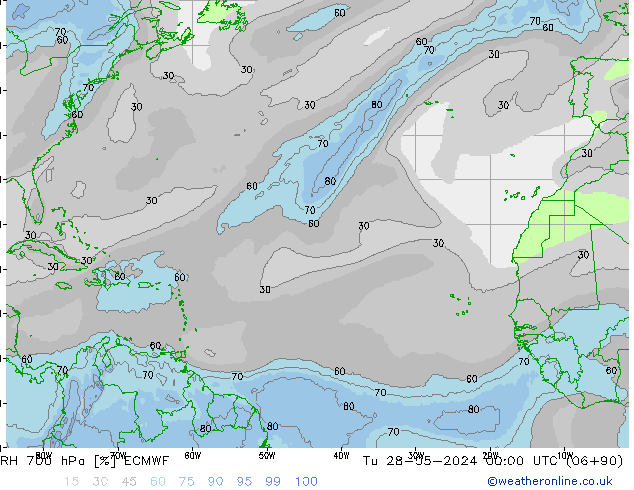 RH 700 hPa ECMWF Tu 28.05.2024 00 UTC