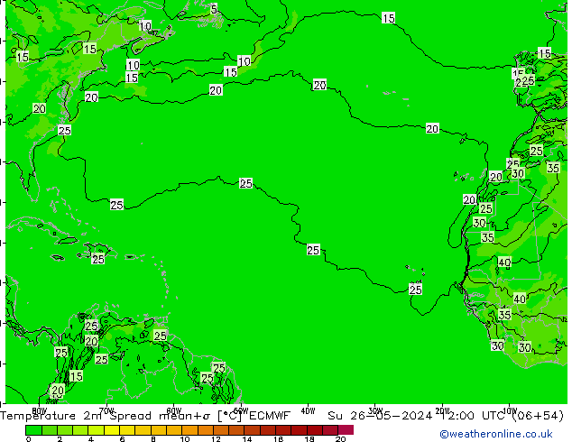 Temperature 2m Spread ECMWF Ne 26.05.2024 12 UTC