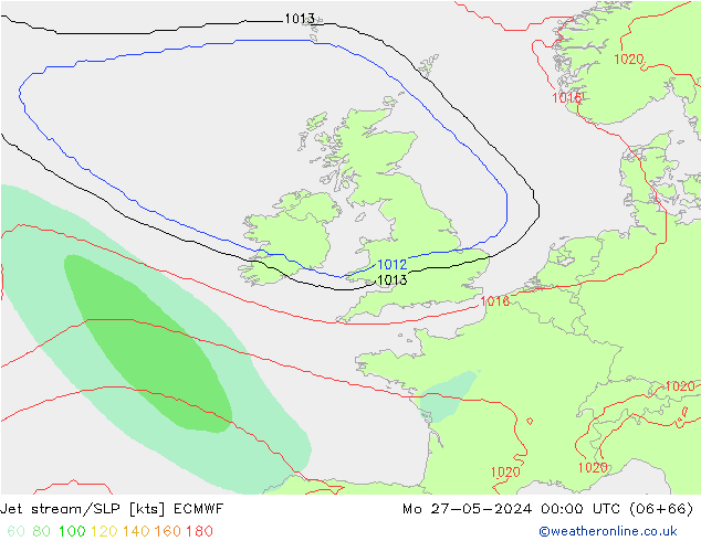 Jet stream/SLP ECMWF Mo 27.05.2024 00 UTC