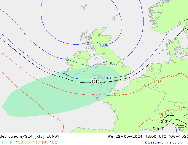 джет/приземное давление ECMWF ср 29.05.2024 18 UTC