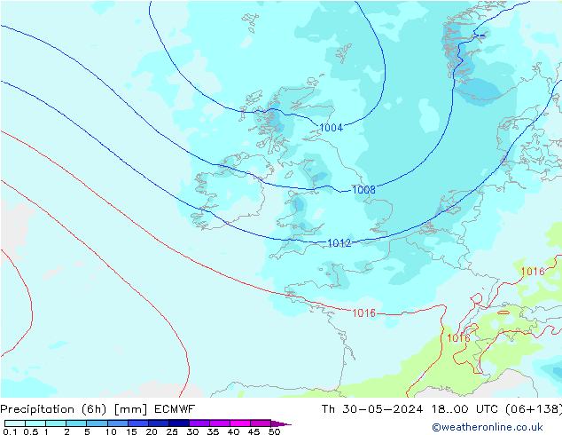 осадки (6h) ECMWF чт 30.05.2024 00 UTC