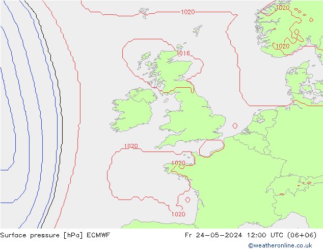 Surface pressure ECMWF Fr 24.05.2024 12 UTC