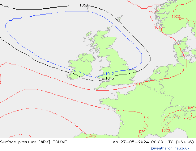 Surface pressure ECMWF Mo 27.05.2024 00 UTC