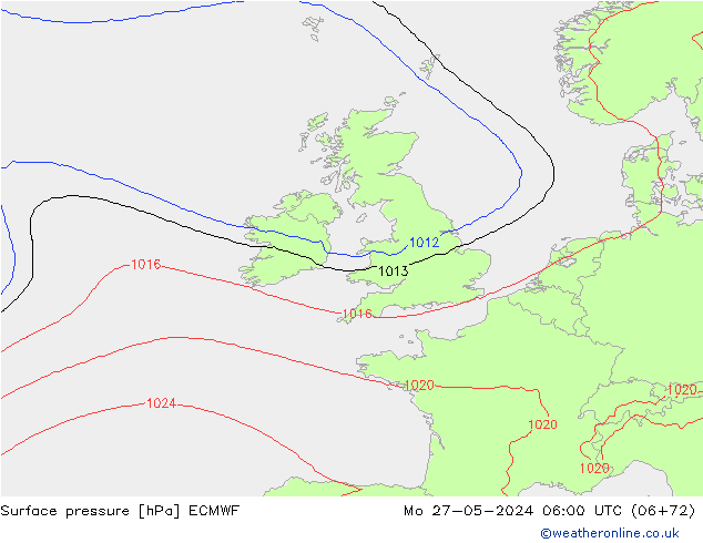 Surface pressure ECMWF Mo 27.05.2024 06 UTC