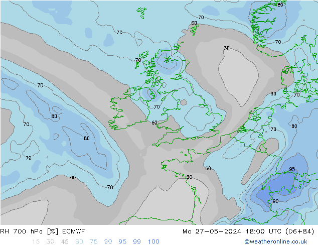 RH 700 hPa ECMWF Seg 27.05.2024 18 UTC