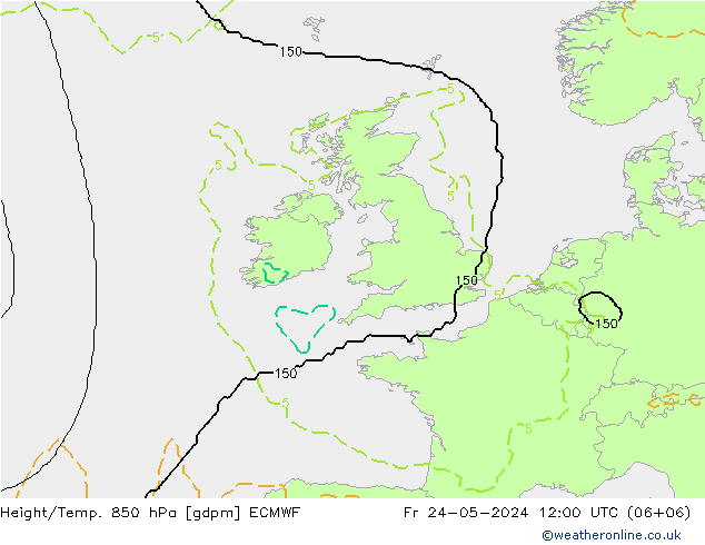 Géop./Temp. 850 hPa ECMWF ven 24.05.2024 12 UTC