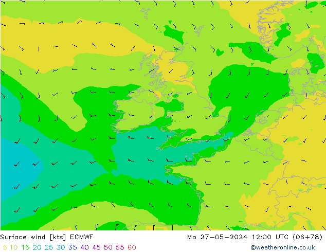 Surface wind ECMWF Mo 27.05.2024 12 UTC