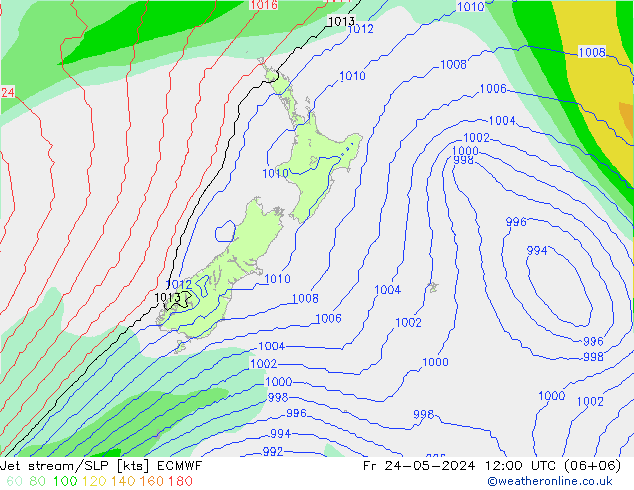 Jet stream ECMWF Sex 24.05.2024 12 UTC