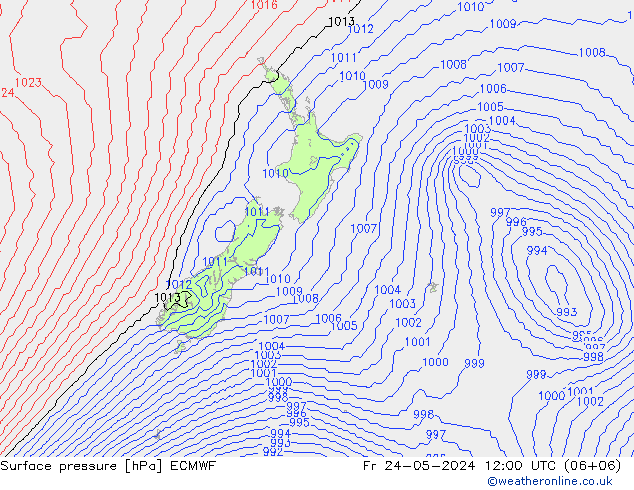 Atmosférický tlak ECMWF Pá 24.05.2024 12 UTC