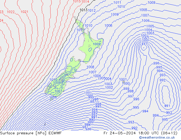 Surface pressure ECMWF Fr 24.05.2024 18 UTC