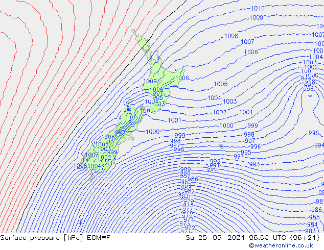 pressão do solo ECMWF Sáb 25.05.2024 06 UTC