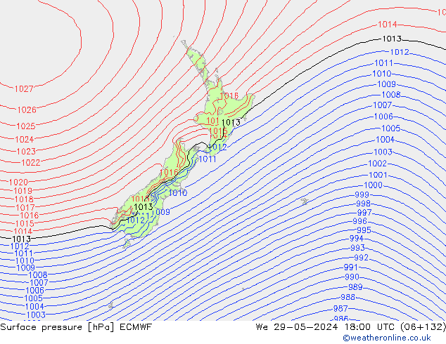 Atmosférický tlak ECMWF St 29.05.2024 18 UTC