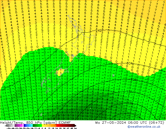 Height/Temp. 850 hPa ECMWF Po 27.05.2024 06 UTC