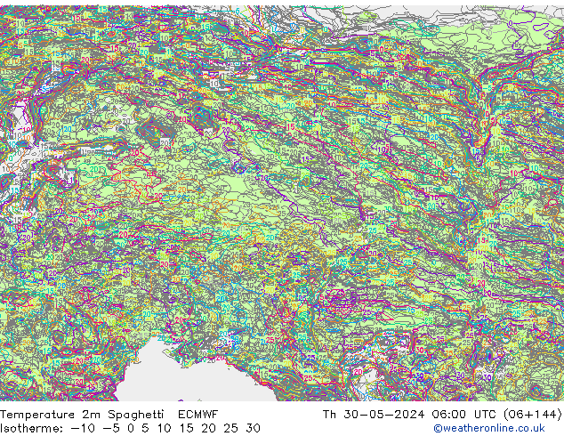 mapa temperatury 2m Spaghetti ECMWF czw. 30.05.2024 06 UTC