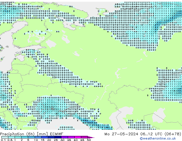 Precipitação (6h) ECMWF Seg 27.05.2024 12 UTC
